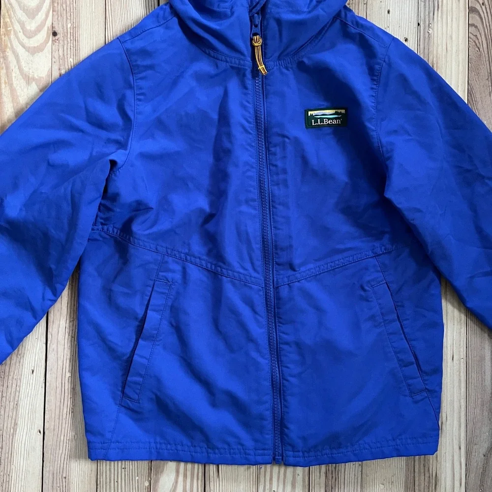 L.L. Bean Kids Royal Blue Hooded Lightweight Windbreaker Jacket Size Small‎ 8